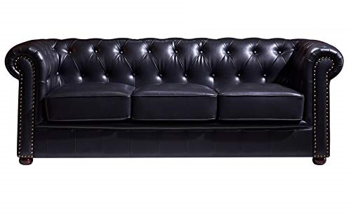 sofa chester negro 3 plazas